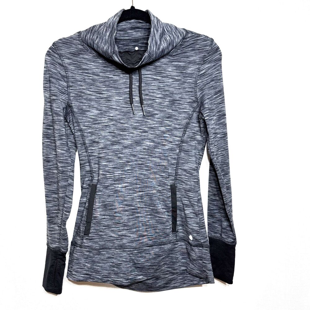 Apana Cowl Neck Women Pullover Activewear Pocket Jacket w/ Thumb Holes - S
